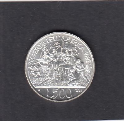 Beschrijving: 500 Lire COLUMBUS IV SHIP 